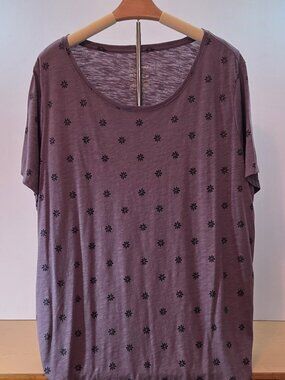 Sonoma Goods for Life Women's Plus Size 2X Short Sleeve Tee, Dusty Purple Floral